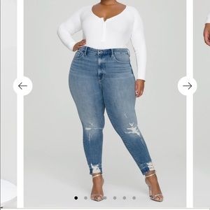 Good American- GOOD WAIST CROP CHEW HEM blue634